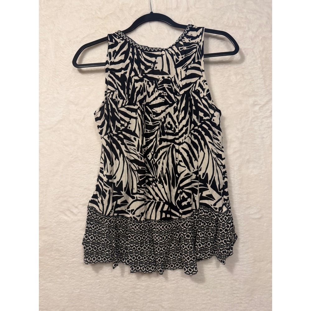 Patrons of Peace Black Ivory Mixed Print Sleeveless V-Neck Top XS 18022T - Picture 7 of 7